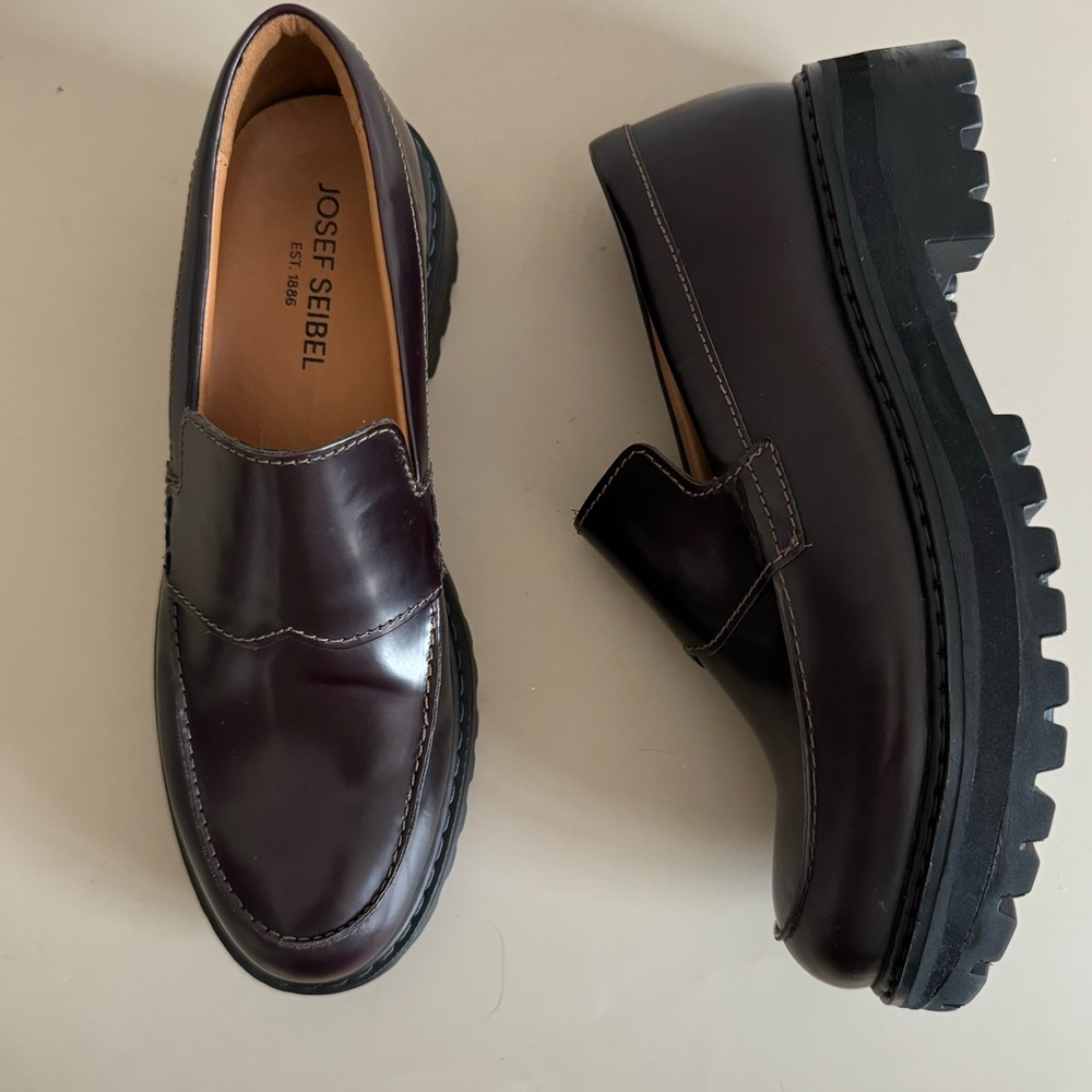 Josef Seibel Marta 22 Leather Chunky Loafers Lightweight Womens 9-9.5 Academia